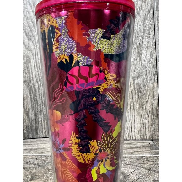 Starbucks Fall 2023 Ocean Jellyfish 24 Oz Tumbler Cup Pink Floral Venti Cold - Picture 3 of 5